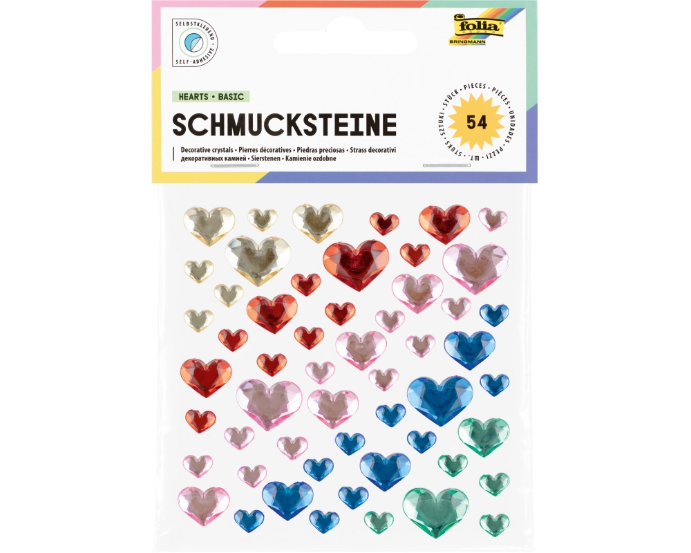 FOLIA Schmucksteine Hearts Basic 12311 selbstklebend 54 Stück