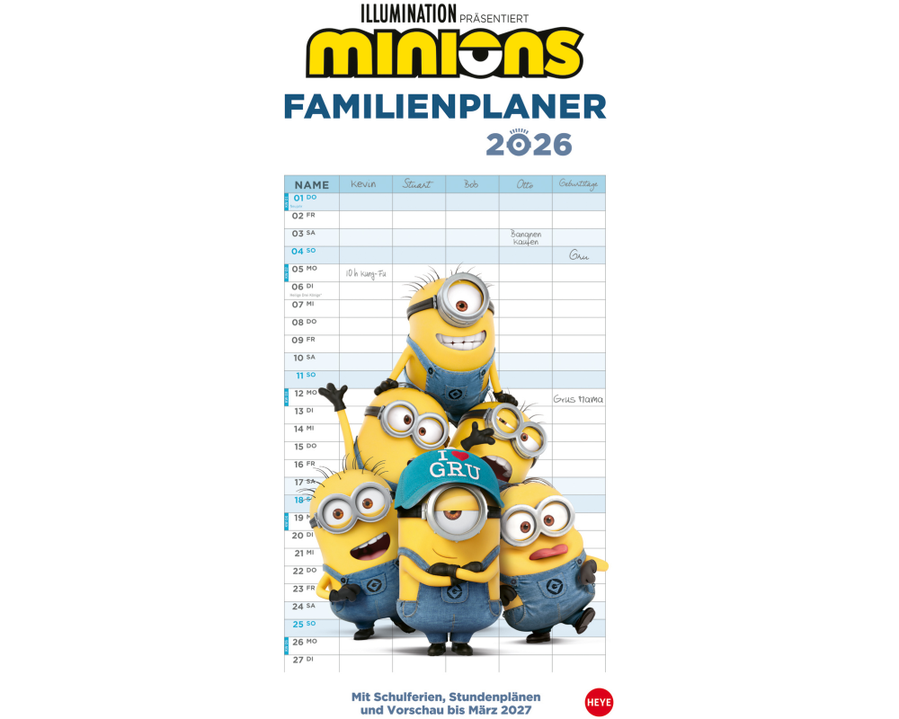 Heye Familienplaner Minions 2026 21 x 45 cm