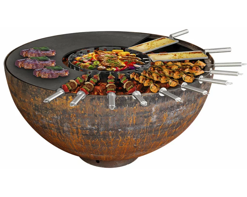 Mr. Grill Feuerschale Rusty mit Grillring 100cm und Zubehör