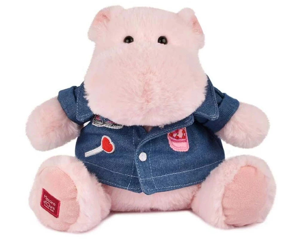 DouDou et compagnie Hippo mit Jeansjacke 20 cm, Rosa