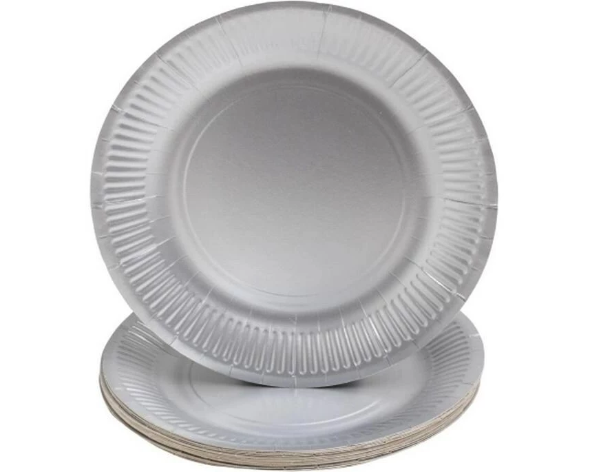 PRO nappe Einwegteller Silber metal 10 Stück