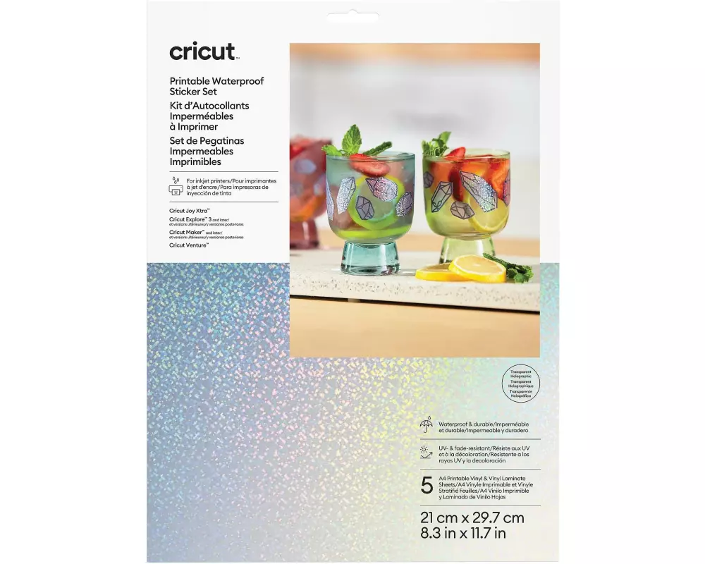 Cricut Sticker A4, 0 g/m², Mehrfarbig/Transparent