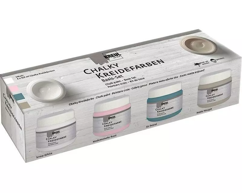 Kreul Kreidefarbe Chalky Set Basic, 4 x 150 ml