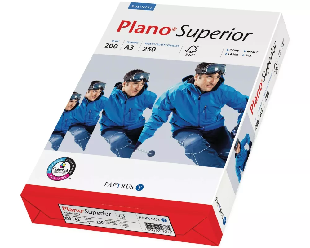 Plano Kopierpapier Superior A3, Hochweiss, 200 g/m², 250 Blatt