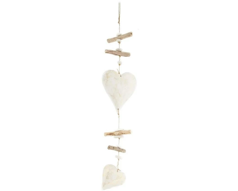 CHALET Herz-Girlande Paulowniaholz Weiss Braun 72 cm