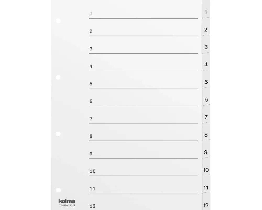 Kolma Register A4 Hoch, PP 1-12