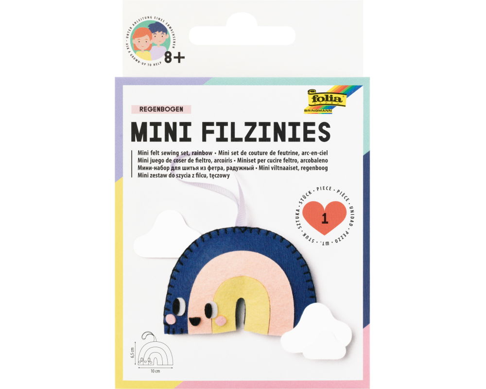 FOLIA Mini Filzinies 52922 Regenbogen 15-teilig