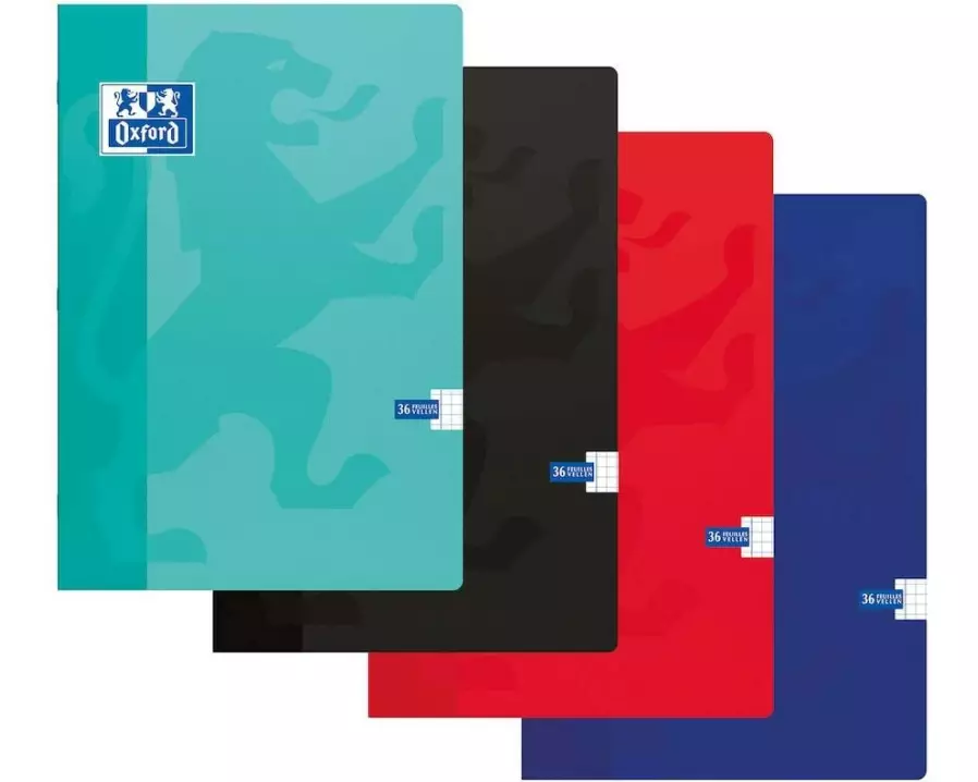 Oxford Schulheft A4, kariert, assortiert