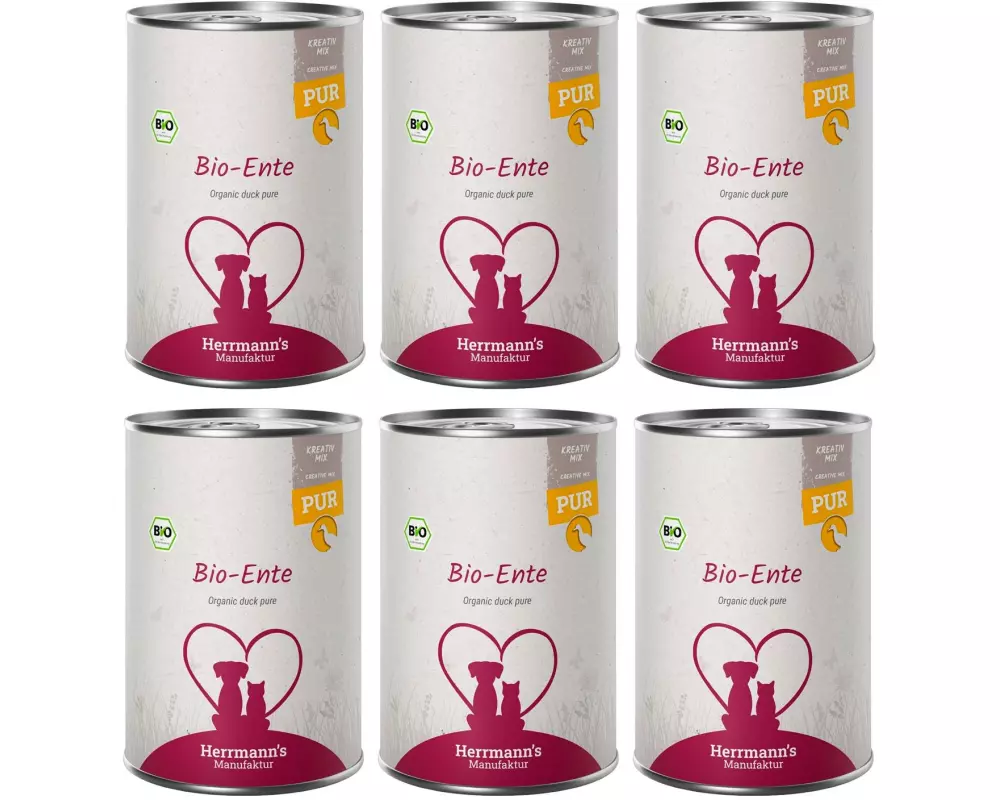 Herrmann's Nassfutter Bio Ente Reinfleisch 6 x 400 g