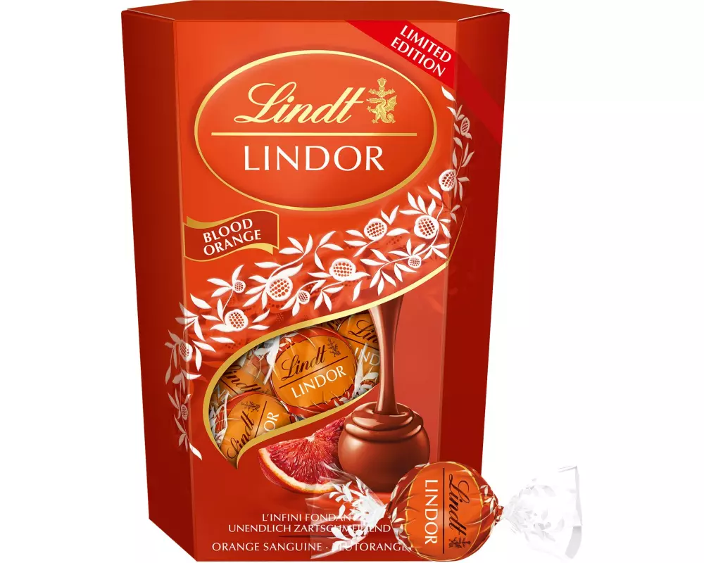 Lindt Schokoladen-Pralinen Lindor Kugeln Blutorange 200 g
