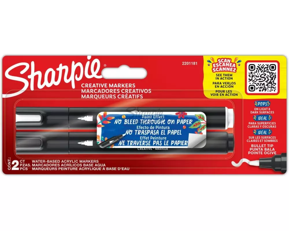 Sharpie Acrylmarker Creative, Schwarz / Weiss, 2er Blister