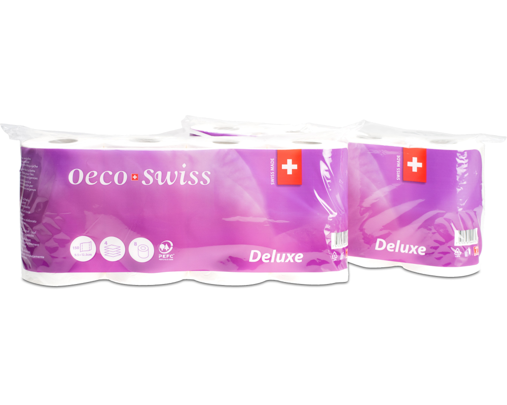OECO SWISS Toilettenpapier Deluxe 1584403 4-lagig, 8 Rollen à 150 Blatt