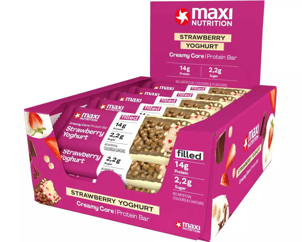 Maxi Nutrition Creamy Core Protein Bar Erdbeere, 12 x 39 g