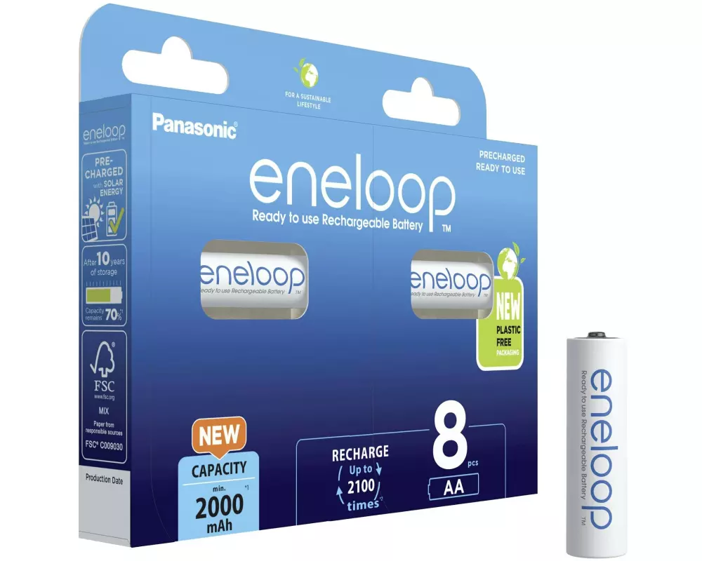 Panasonic Akku Eneloop BK-3MCDE/8BE NiMHAA 2000 mAh, 8 Stück