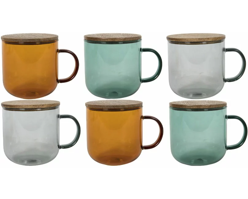 Tavola Becher aus farbigem Borosglas mit Henkel 350ml 6 Stk.