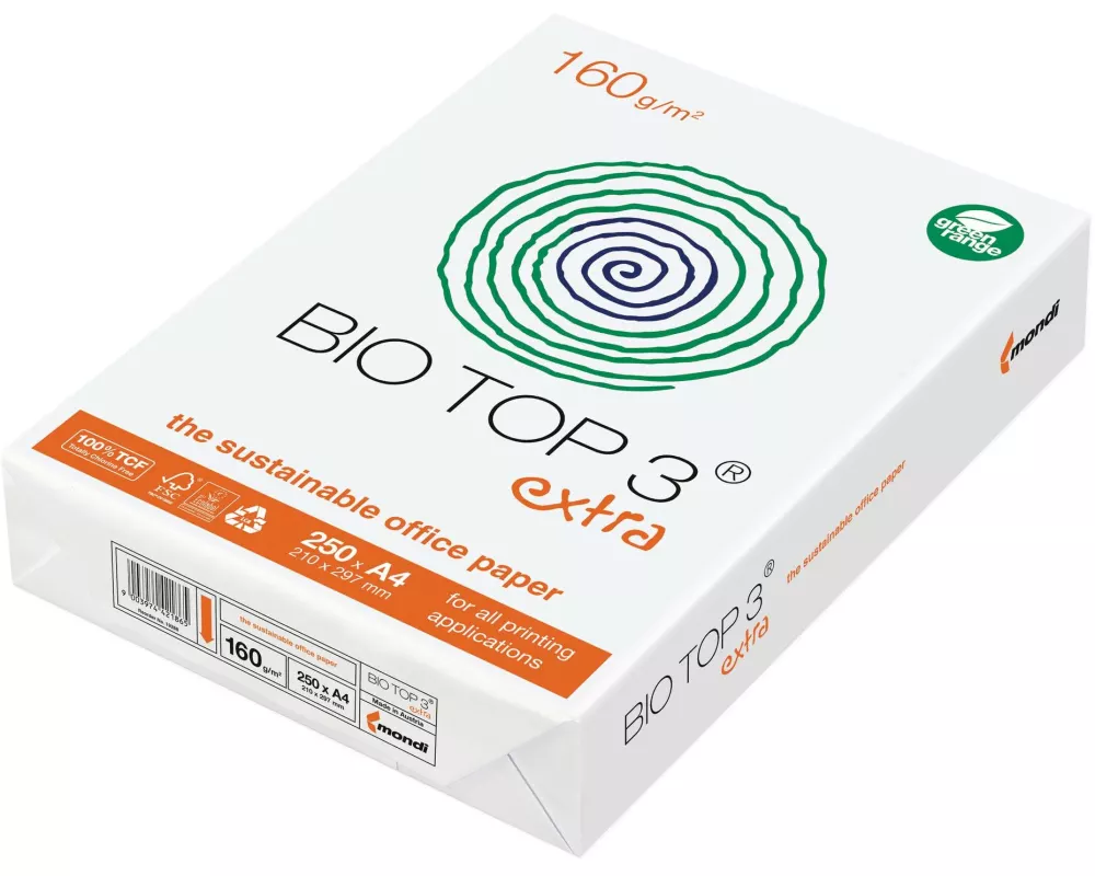 Bio Top Kopierpapier Bio Top 3 Extra A4, Weiss, 160 g/m², 250 Blatt