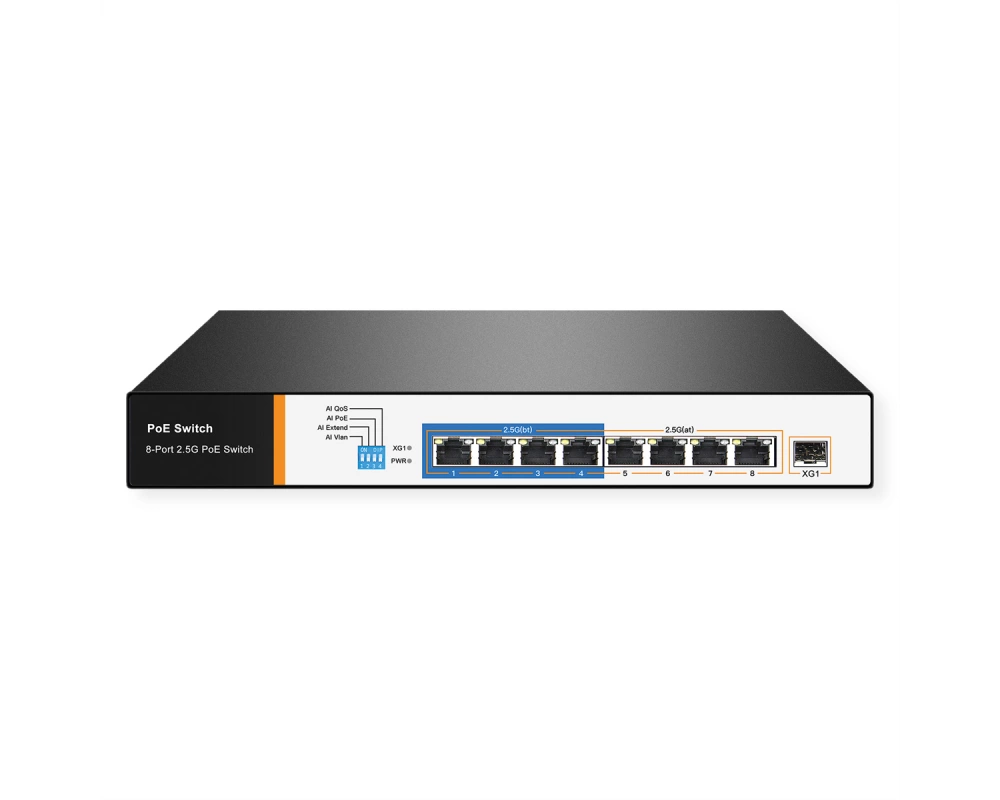 VALUE PoE++ 2,5 Gigabit Ethernet Switch, 8 Ports + Uplink (SFP+)