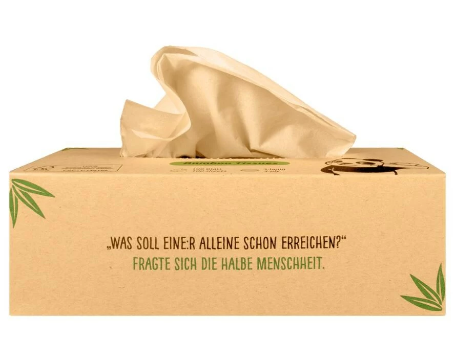 pandoo Bambus-Taschentücher 3-lagig 100 Stück weich ungebleicht