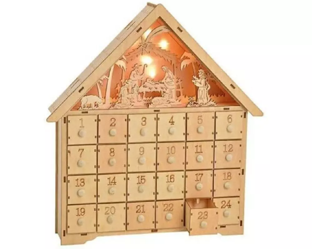 G. Wurm Adventskalender Krippe mit Beleuchtung