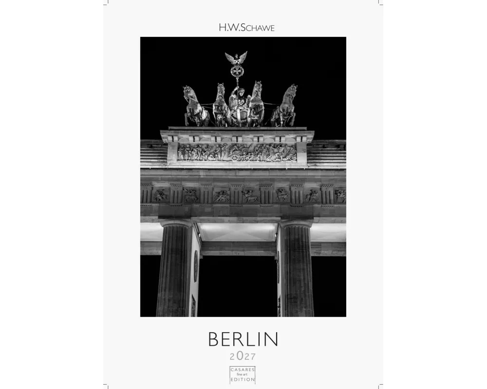 Berlin schwarz-weiss Kalender 2027 - Wandkalender | Fotokalender Deutschland 59x42cm Grosses Format - Eleganter Schwarz-Weiß-Print mit beeindruckenden