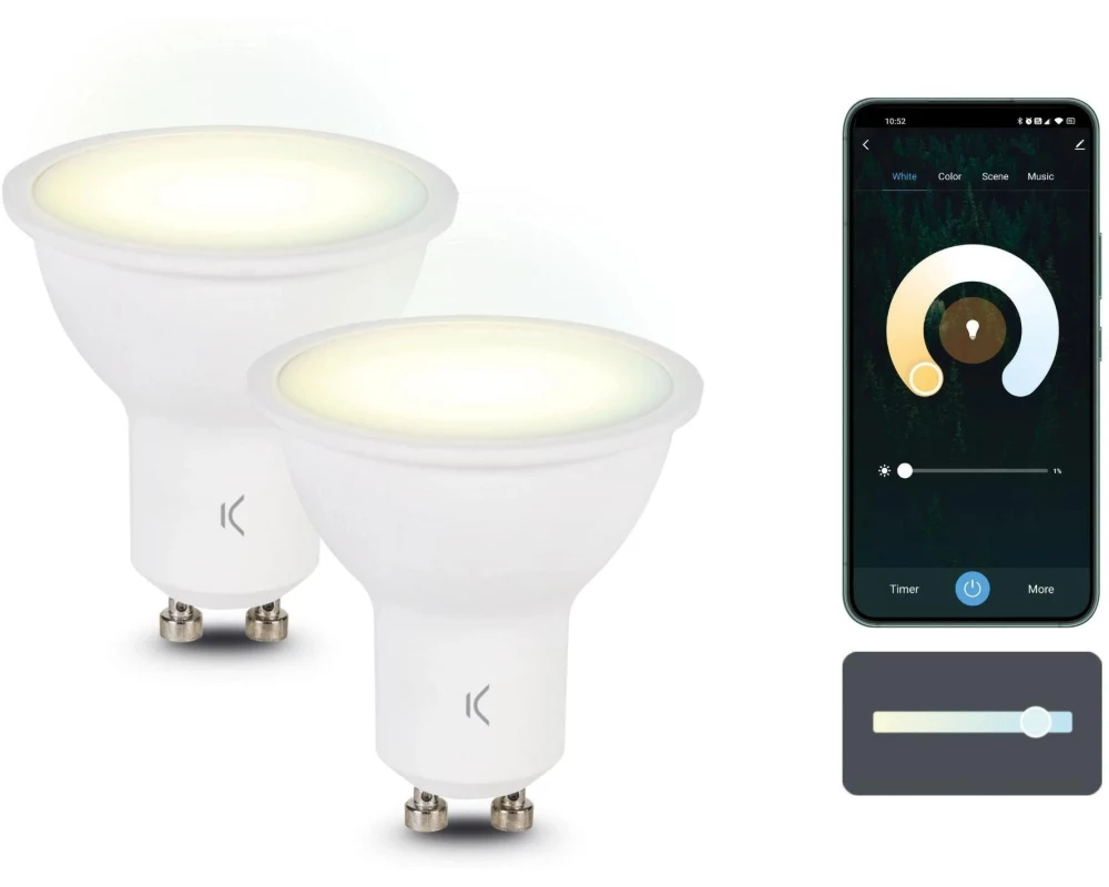 KSiX LED-Lampe GU10 5.5 W CCT 400 lm 2er-Set