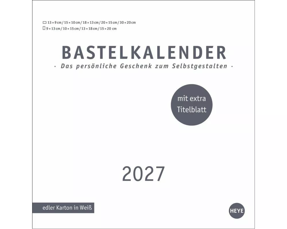 Premium-Bastelkalender weiß groß 2027
