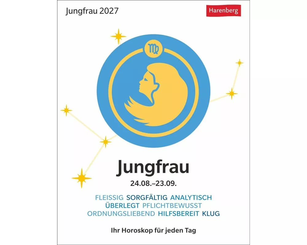 Jungfrau Sternzeichenkalender 2027 - Tagesabreißkalender - Ihr Horoskop für jeden Tag