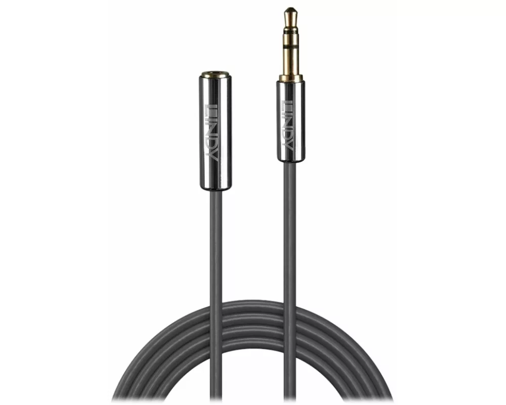 LINDY Cromo Line Audio Cable, Stereo, 3,5mm-3,5mm, M-F, 5m, anthrazit, extension
