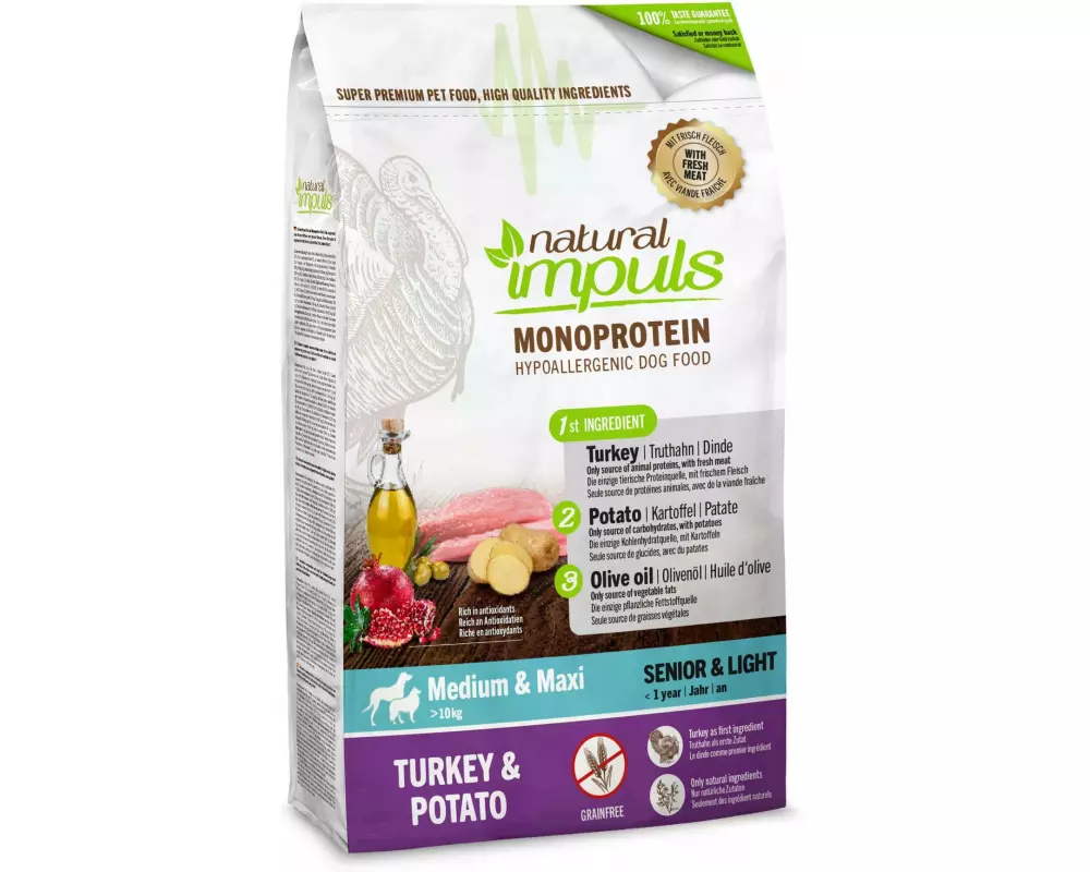 Natural Impuls Trockenfutter Senior & Light Truthahn mit Kartoffel, 10 kg