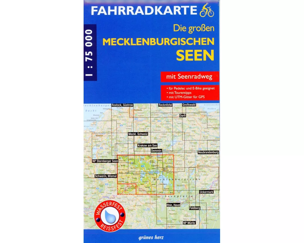 Fahrradkarte Die großen Mecklenburgischen Seen 1:75 000