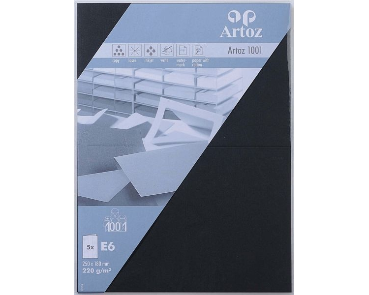 ARTOZ Karten 1001 E6 107372262 220g, schwarz 5 Blatt