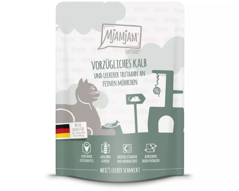 Mjamjam Nassfutter Quetschie Kalb & Truthahn, 300 g