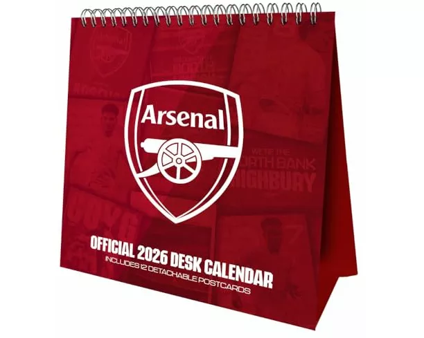 Arsenal Fc 2026 Postcard Desk Easel Calendar