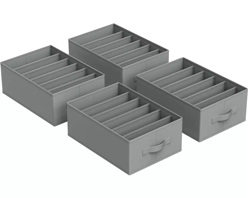 Songmics Aufbewahrungsbox faltbar 4-er Set, Grau