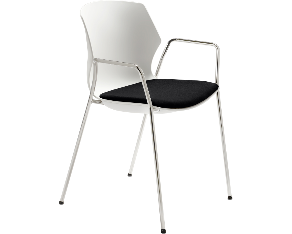 MAYER Besucherstuhl OvaLounge 25110102A weiss/chrome, mit Armlehnen