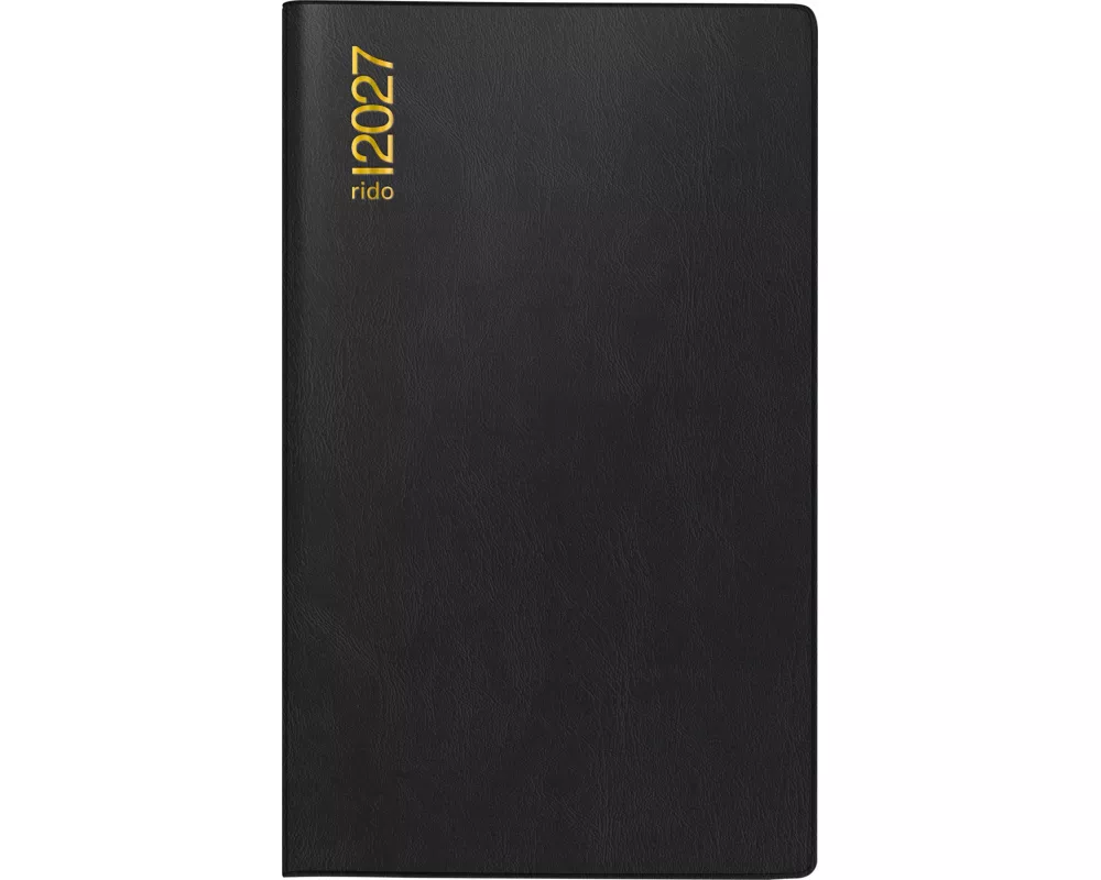 rido/idé 7046962907 Taschenkalender Mod. M-Planer 2027 A6, Kunststoff, schwarz