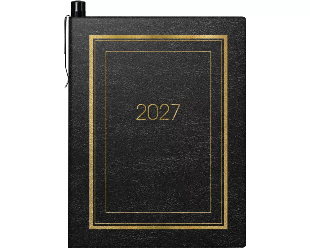 BRUNNEN 1071336907 Taschenkalender Mod. 713 2027 A7, Kunstleder, schwarz