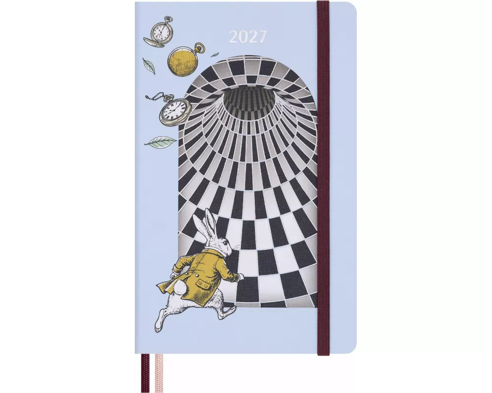 Moleskine Alice im Wunderland 12 Monate Tageskalender 2027, L/A5, 1 Tag = 1 Seite, fester Einband
