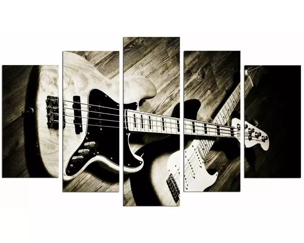 Wallxpert Bild Gitarre 5 Teile, 110 x 60 cm