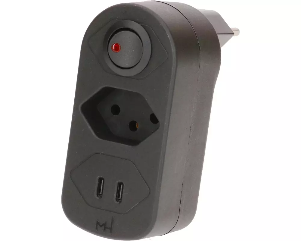 Max Hauri Mehrfachstecker Adapt 1x Typ 13, 2x USB-C/C, 20 W