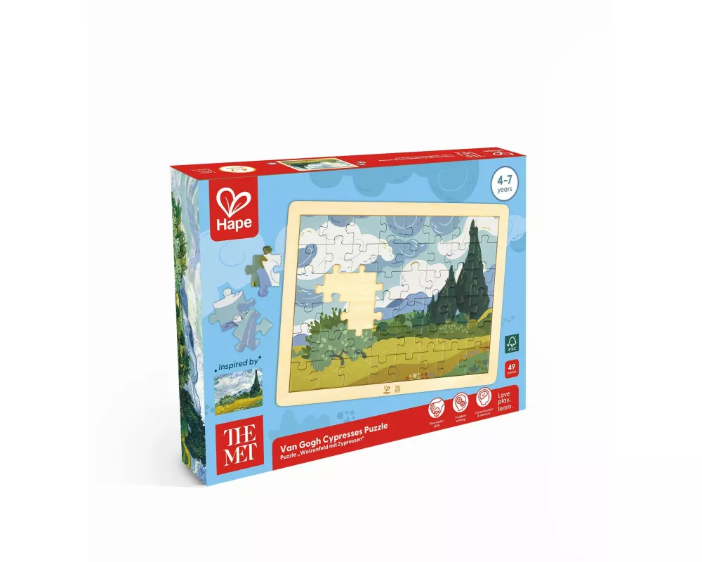 The Met: Puzzle "Weizenfeld mit Zypressen" - 48 Teile