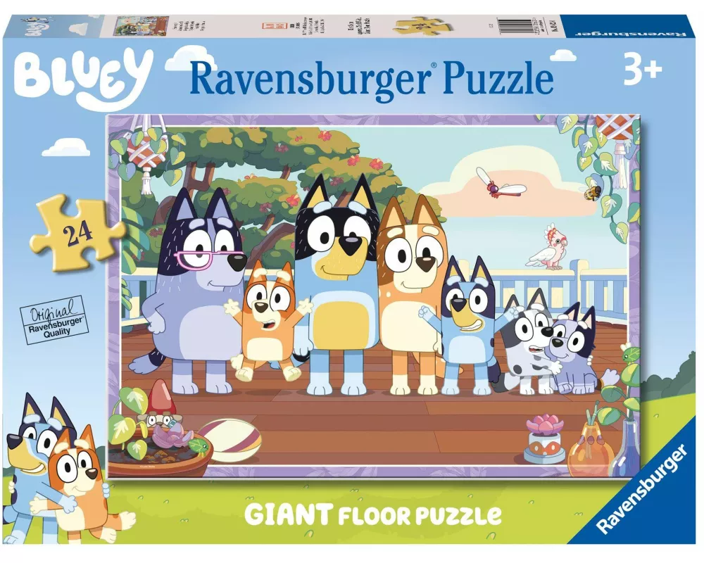 Ravensburger Kinderpuzzle 05622 - Familienzeit - Bodenpuzzle mit 24 großen Puzzleteilen, für kleine Bluey-Fans ab 3 Jahren