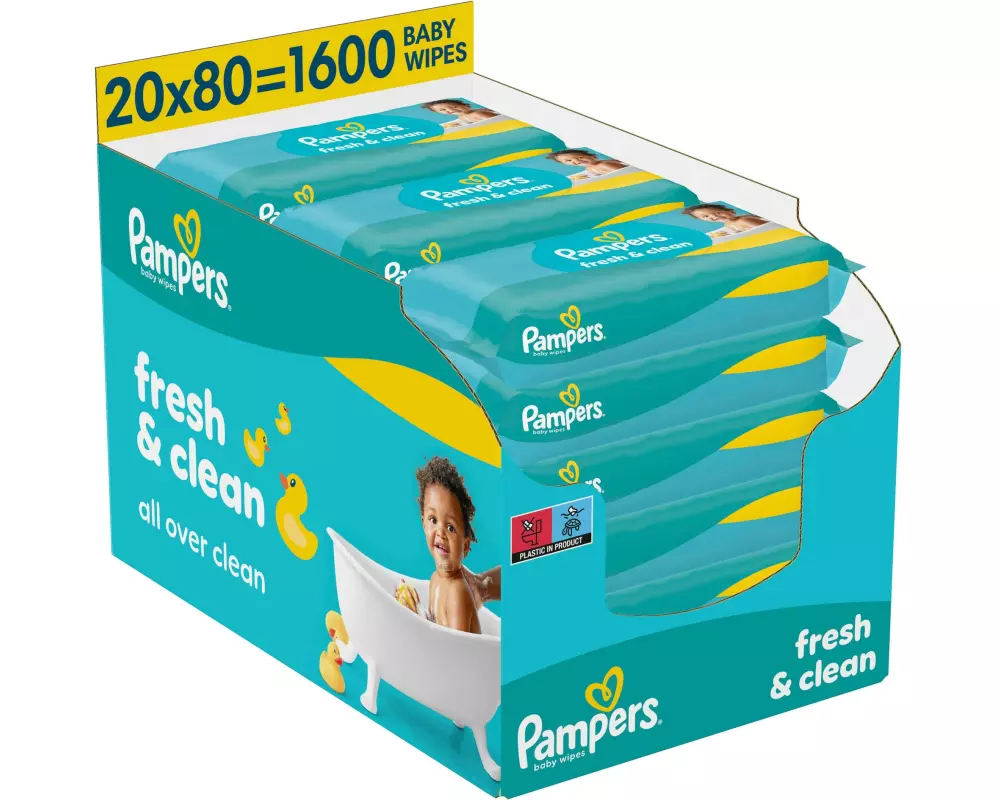 Pampers Pampers Fresh Clean Feuchttücher, 1600 Baby Feuchttücher