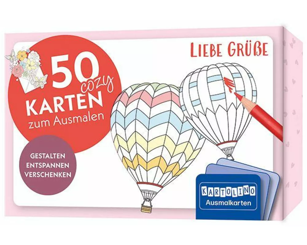 50 cozy Karten zum Ausmalen – Liebe Grüße