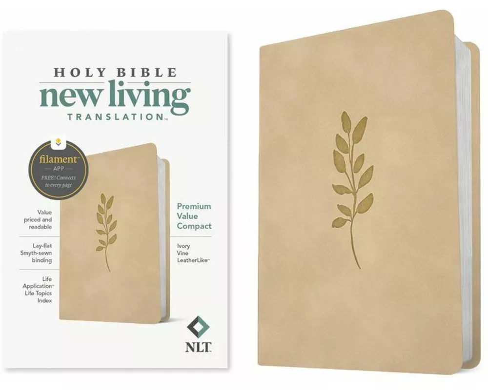 NLT Premium Value Compact Bible, Filament Enabled (Leatherlike, Ivory Vine)