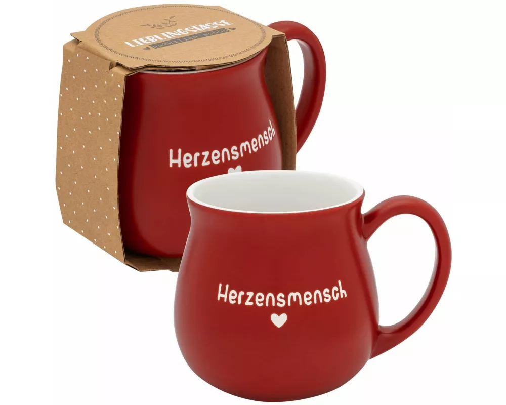 GRUSS & CO Tasse bauchig graviert "Herzensmensch"