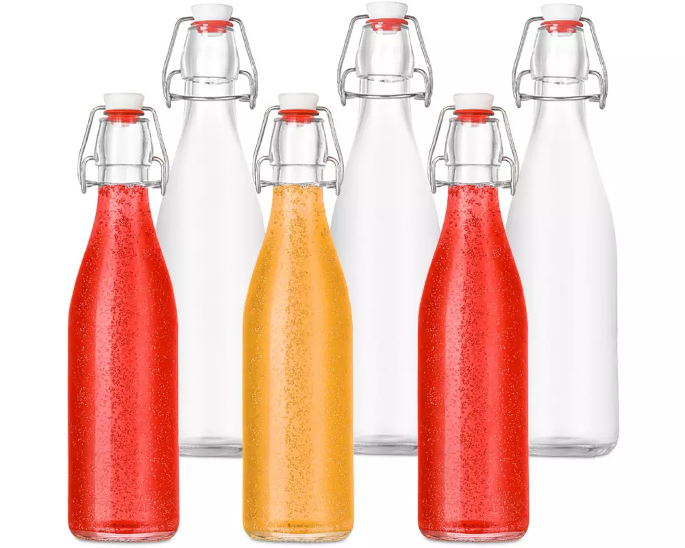 relaxdays Einmachflasche mit Bügelverschluss 500 ml, 6 Stück