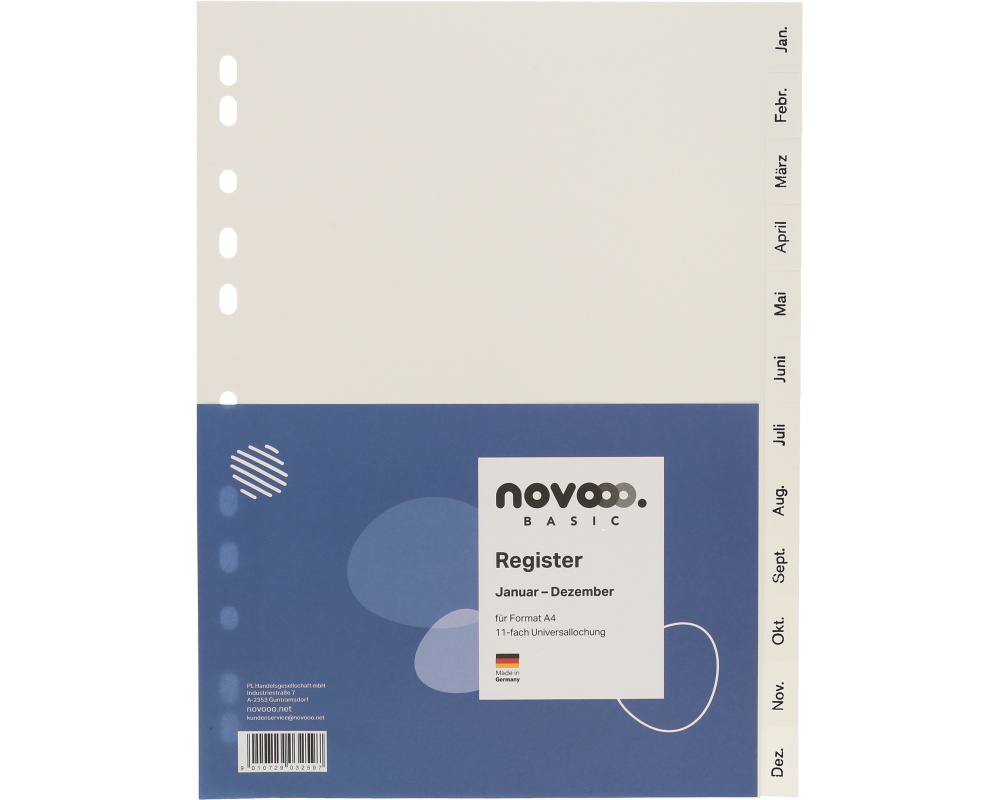 NOVOOO Register PP A4 41002 weiss Jan-Déc FR