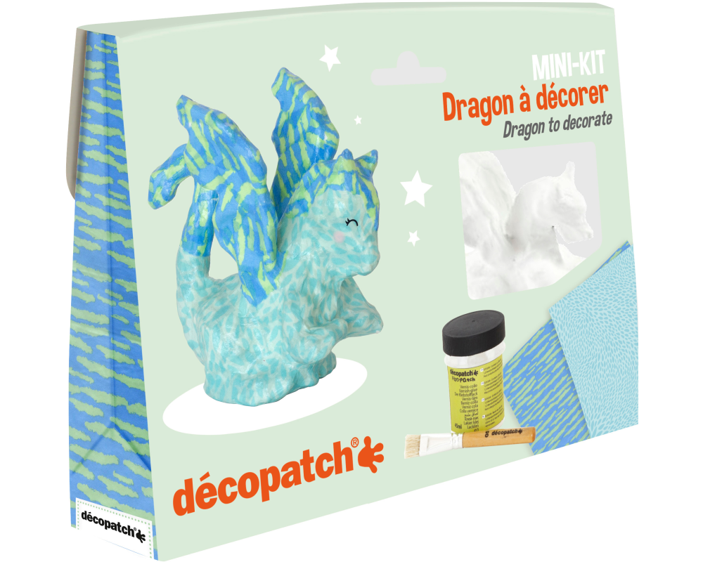 DECOPATCH Bastelset Drache KIT035C Bogen, Tier, Pinsel, Lack