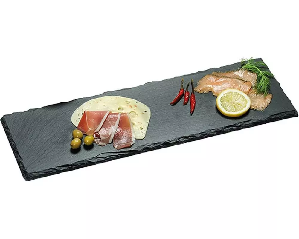 Kesper Servierplatte Schiefer XL Rechteckig Schwarz 56 x 18 cm
